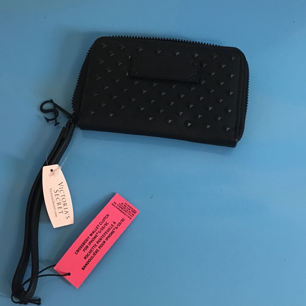 Victoria's Secret Black Studded Wristlet Wallet